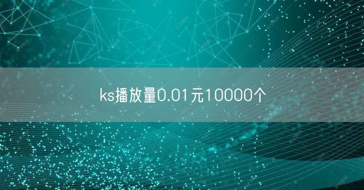 ks播放量0.01元10000个
