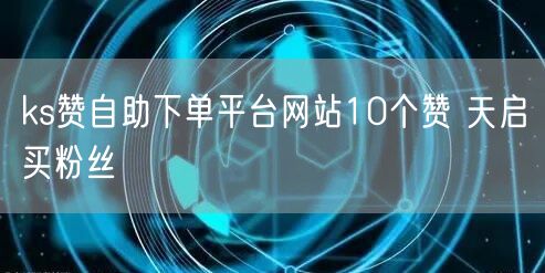 ks赞自助下单平台网站10个赞 天启买粉丝