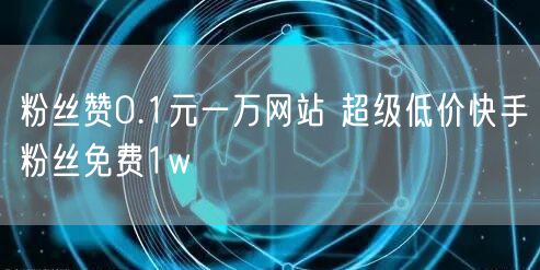 粉丝赞0.1元一万网站 超级低价快手粉丝免费1w