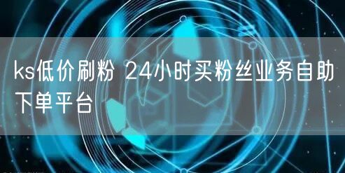 ks低价刷粉 24小时买粉丝业务自助下单平台