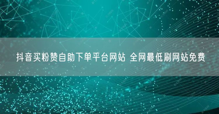 抖音买粉赞自助下单平台网站 全网最低刷网站免费
