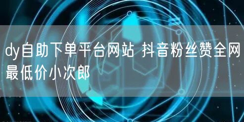 dy自助下单平台网站 抖音粉丝赞全网最低价小次郎