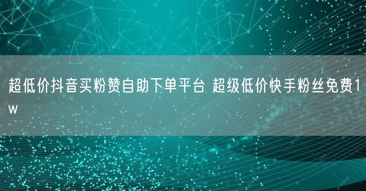 超低价抖音买粉赞自助下单平台 超级低价快手粉丝免费1w