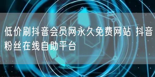 低价刷抖音会员网永久免费网站 抖音粉丝在线自助平台