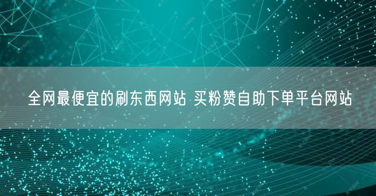 全网最便宜的刷东西网站 买粉赞自助下单平台网站
