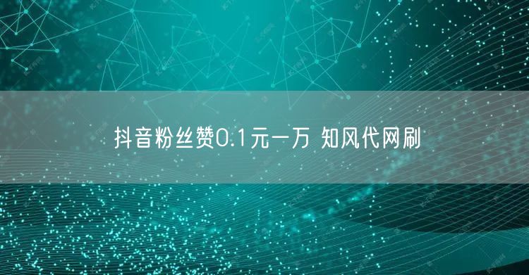 抖音粉丝赞0.1元一万 知风代网刷