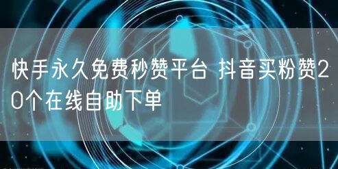 快手永久免费秒赞平台 抖音买粉赞20个在线自助下单