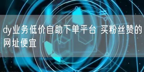 dy业务低价自助下单平台 买粉丝赞的网址便宜