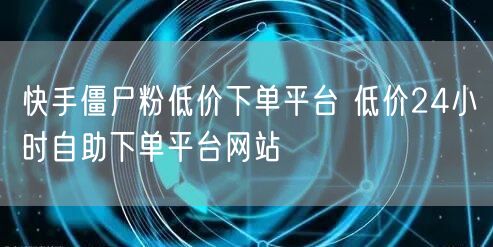 快手僵尸粉低价下单平台 低价24小时自助下单平台网站